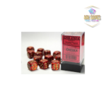 Chessex: Scarab Scarlet/gold 16mm d6 Dice Block (12 dice)
