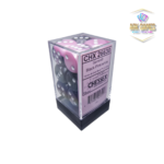 Chessex: Gemini Black-Pink/white 16mm d6 Dice Block (12 dice)