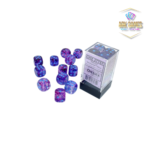 Chessex: Nebula Nocturnal/blue Luminary 16mm d6 Dice Block (12 dice)